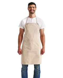 Artisan Collection by Reprime RP181 Artisan’s Choice Double Pocket Canvas Apron – Natural (on model)