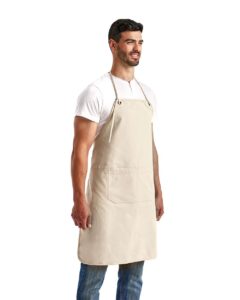 Artisan Collection by Reprime RP181 Artisan’s Choice Double Pocket Canvas Apron – Natural (on model side)