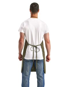 Artisan Collection by Reprime RP181 Artisan’s Choice Double Pocket Canvas Apron – Olive (on model back)