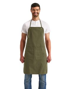 Artisan Collection by Reprime RP181 Artisan’s Choice Double Pocket Canvas Apron – Olive (on model)