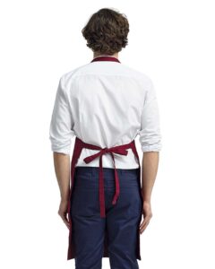 Artisan Collection by Reprime RP102 Organic Cotton Bib Apron – Burgundy (on model back)