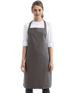 Artisan Collection by Reprime RP102 Organic Cotton Bib Apron – Dark Grey (on model)