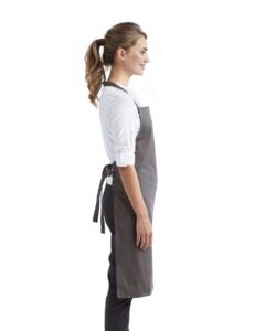 Artisan Collection by Reprime RP102 Organic Cotton Bib Apron – Dark Grey (on model side)