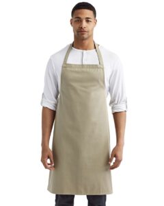 Artisan Collection by Reprime RP102 Organic Cotton Bib Apron – Khaki (on model)