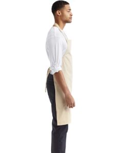 Artisan Collection by Reprime RP102 Organic Cotton Bib Apron – Natural (on model side)