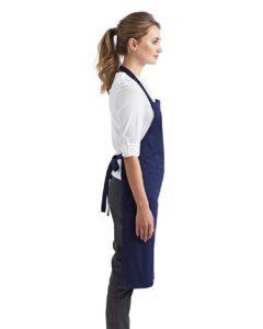 Artisan Collection by Reprime RP102 Organic Cotton Bib Apron – Navy (on model side)