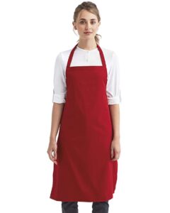 Artisan Collection by Reprime RP102 Organic Cotton Bib Apron – Red (on model)