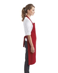 Artisan Collection by Reprime RP102 Organic Cotton Bib Apron – Red (on model side)