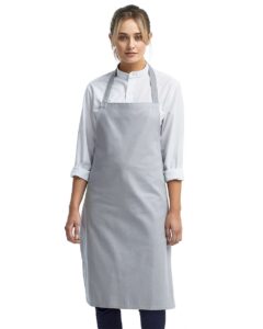 Artisan Collection by Reprime RP102 Organic Cotton Bib Apron – Silver (on model)