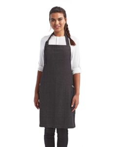 Artisan Collection by Reprime RP122 Regenerate Recycled Bib Apron – Black Denim (on model)