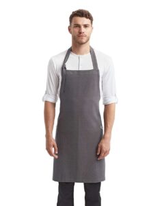 Artisan Collection by Reprime RP122 Regenerate Recycled Bib Apron – Grey Denim (on model)