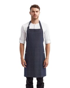 Artisan Collection by Reprime RP122 Regenerate Recycled Bib Apron – Indigo Denim (on model)