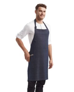Artisan Collection by Reprime RP122 Regenerate Recycled Bib Apron – Indigo Denim (on model side)