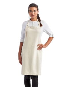 Artisan Collection by Reprime RP122 Regenerate Recycled Bib Apron – Natural (on model)