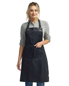Artisan Collection by Reprime RP123 Espresso Bib Apron – Black/ Black (on model)