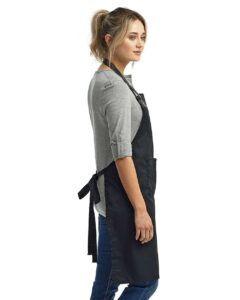 Artisan Collection by Reprime RP123 Espresso Bib Apron – Black/ Black (on model side)