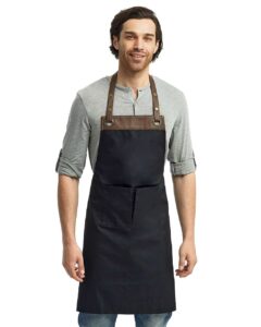 Artisan Collection by Reprime RP123 Espresso Bib Apron – Black/ Brown (on model)
