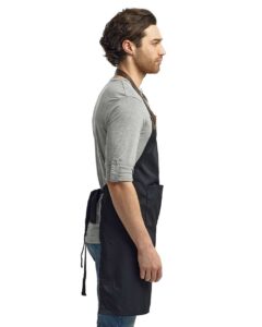 Artisan Collection by Reprime RP123 Espresso Bib Apron – Black/ Brown (on model side)