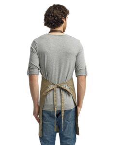 Artisan Collection by Reprime RP123 Espresso Bib Apron – Khaki/ Brown (on model back)