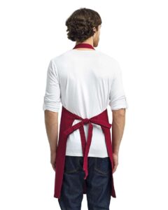 Artisan Collection by Reprime RP130 Calibre Heavy Cotton Canvas Bib Apron – Burgundy (on model back)