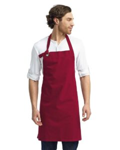 Artisan Collection by Reprime RP130 Calibre Heavy Cotton Canvas Bib Apron – Burgundy (on model)