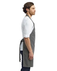 Artisan Collection by Reprime RP130 Calibre Heavy Cotton Canvas Bib Apron – Dark Grey (on model side)