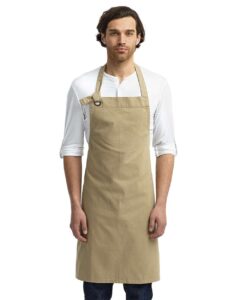 Artisan Collection by Reprime RP130 Calibre Heavy Cotton Canvas Bib Apron – Khaki (on model)