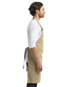 Artisan Collection by Reprime RP130 Calibre Heavy Cotton Canvas Bib Apron – Khaki (on model side)