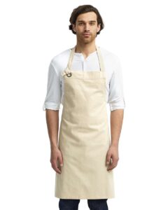 Artisan Collection by Reprime RP130 Calibre Heavy Cotton Canvas Bib Apron – Natural (on model)