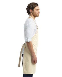 Artisan Collection by Reprime RP130 Calibre Heavy Cotton Canvas Bib Apron – Natural (on model side)