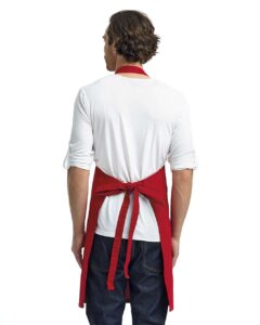 Artisan Collection by Reprime RP130 Calibre Heavy Cotton Canvas Bib Apron – Red (on model back)