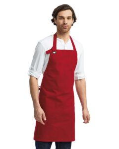 Artisan Collection by Reprime RP130 Calibre Heavy Cotton Canvas Bib Apron – Red (on model)