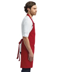 Artisan Collection by Reprime RP130 Calibre Heavy Cotton Canvas Bib Apron – Red (on model side)