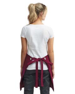 Artisan Collection by Reprime RP131 Calibre Heavy Cotton Canvas Waist Apron – Burgundy (on model back)