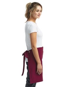 Artisan Collection by Reprime RP131 Calibre Heavy Cotton Canvas Waist Apron – Burgundy (on model side)