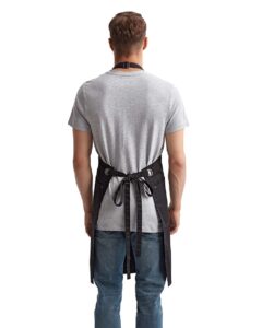 Artisan Collection by Reprime RP121 Barley Contrast Stitch Recycled Bib Apron – Black/ Charcoal (on model back)