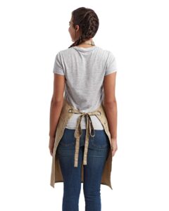 Artisan Collection by Reprime RP121 Barley Contrast Stitch Recycled Bib Apron – Khaki/ Brown (on model back)