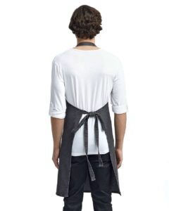 Artisan Collection by Reprime RP126 Jeans Stitch Denim Bib Apron – Black Denim (on model back)
