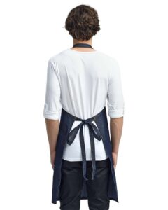 Artisan Collection by Reprime RP126 Jeans Stitch Denim Bib Apron – Indigo Denim (on model back)