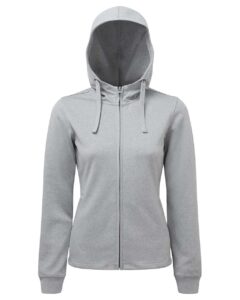 TriDri TD498 Women’s Spun Dyed Full-Zip Hooded Sweatshirt – Grey Melange