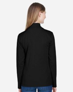 Devon & Jones DG479W Women’s DRYTEC20™ Performance Quarter-Zip Pullover – Black/ Grey Heather/ Graphite (on model back)