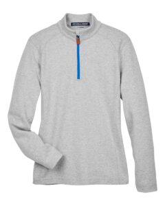 Devon & Jones DG479W Women’s DRYTEC20™ Performance Quarter-Zip Pullover – Grey Heather/ Grey H/ French Blue