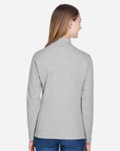 Devon & Jones DG479W Women’s DRYTEC20™ Performance Quarter-Zip Pullover – Grey Heather/ Grey H/ French Blue (on model back)