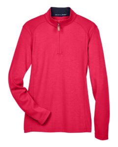 Devon & Jones DG479W Women’s DRYTEC20™ Performance Quarter-Zip Pullover – Red/ Navy/ Red