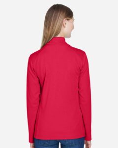 Devon & Jones DG479W Women’s DRYTEC20™ Performance Quarter-Zip Pullover – Red/ Navy/ Red (on model back)