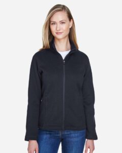 Devon & Jones DG793W Women’s Bristol Full-Zip Sweater Fleece Jacket – Black (on model)