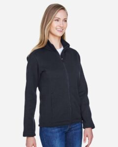 Devon & Jones DG793W Women’s Bristol Full-Zip Sweater Fleece Jacket – Black (on model side)