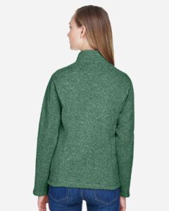 Devon & Jones DG793W Women’s Bristol Full-Zip Sweater Fleece Jacket – Forest Heather (on model back)