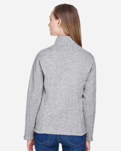 Devon & Jones DG793W Women’s Bristol Full-Zip Sweater Fleece Jacket – Grey Heather (on model back)