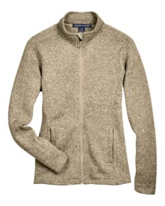 Devon & Jones DG793W Women’s Bristol Full-Zip Sweater Fleece Jacket – Khaki Heather